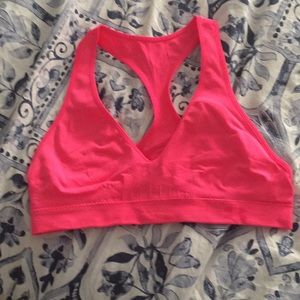Pink low impact under armor sports bra EUC